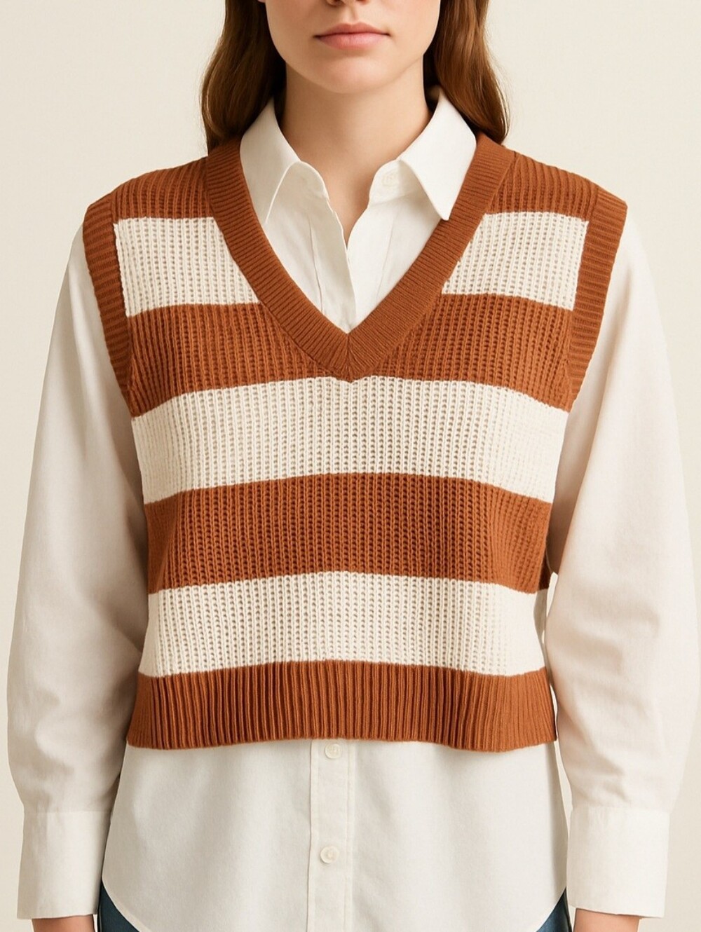Adrianna PapellSweater Vest Collared Twofer Shirt